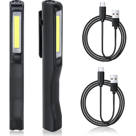 Lampe de Travail, Rechargeable COB Baladeuse LED Ultra Lumineuse avec Clip Magnétique, Lampe de poche 3W USB, Camping Lampe,Lampe d'inspection pour Garage, Camping, d'Urgence, etc (1/5)