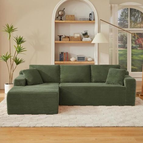 Canapé - KOMHTOM - Sectionnel modulaire en L - 3 places - Mousse mémoire - Convertible réversible - 252x163x65 cm (1/5)