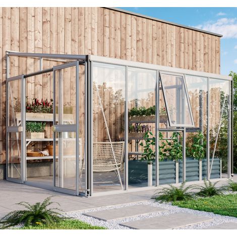 Vitavia Anlehn-Gewächshaus "Helena 8600" aluminium 8,6 m² 3 mm ESG, 10 mm HKP (1/5)