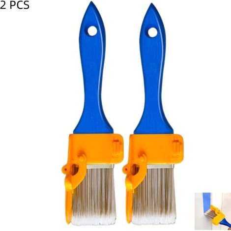 Set di 2 pennelli professionali per pittura, strumento di finitura per pareti, soffitti e vernici al lattice, blu, 20x4 cm (1/5)