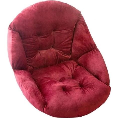 Coussin de Chaise - Rehausseur de Chaise Doux avec Dossier en Forme Coquille Peluche pour Chaise Jardin et Fauteuil, 40 x 48cm,Vin (1/4)