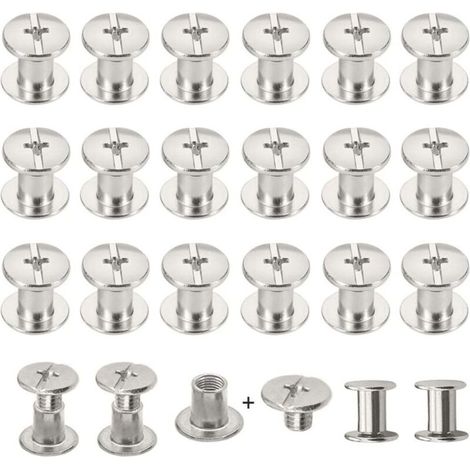 Vis à écrou en Acier Inox Rivet à Tête Plate Rivet Plat Vis Clous Rivets Vis Ceinture Rivets Rivet à Ongles Rivets pour Cuir Albums Livres Recettes de Cuisine M5x6mm 100 Pièces Lefou (1/5)