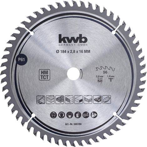 kwb lama per sega circolare 184 x 16 mm, taglio molto fine, adatta per piani di lavoro, legno e pannelli rivestiti (1/5)