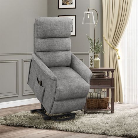 Sillón Relax Reclinable Eléctrico Levanta Personas con Mando a Distancia y Bolsillo Lateral Sillón Elevador Gris (1/5)