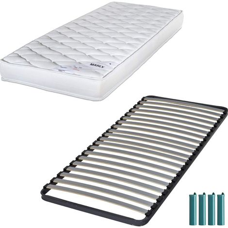 Matelas mousse + Sommier métal C220 90x190 Marly - Hauteur 15 cm - Soutien ferme (1/5)