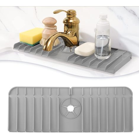 Tapis Robinet - Bac Récupérateur Gouttes Silicone - Pour Évier Cuisine Salle De Bain - 1 Pièce (1/5)