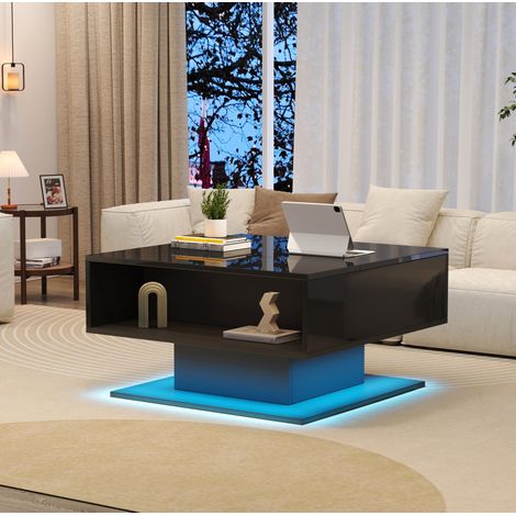 Tisch Wohnzimmertisch Stauraum LED 80 75 40 OKMYHOME (1/5)