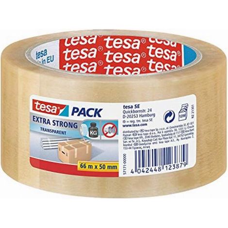 Tesa Nastro Da Imballaggio Extra Forte In PVC Trasparente 50 Mm X 66 M - Confezione Da 6 Rotoli (1/3)