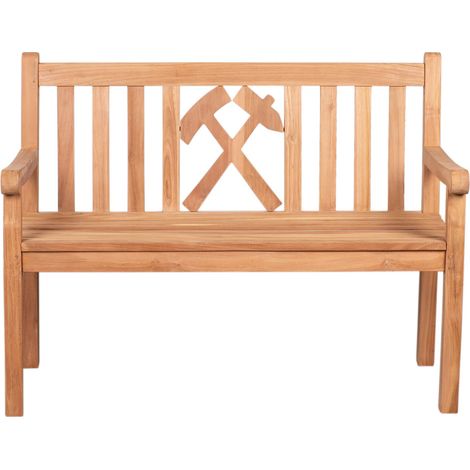 deVries Gartenbank WOODIE Glück auf aus Teakholz Bergbau Bank 120 x 60 x 89 cm