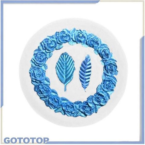 Moule de couronne de roses Moule à Fondant en forme de couronne de roses avec feuilles, en Silicone, culinaires lutrin (1/5)