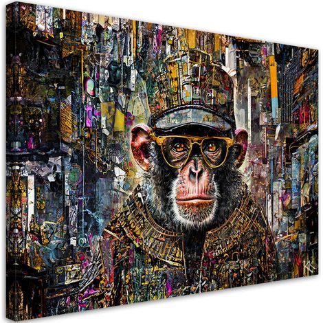 Tableau sur toile Tableau sur toile Singe avec des accents colorés 60x40 (1/5)