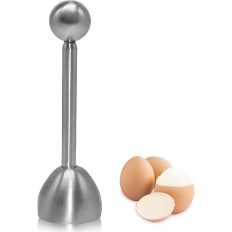 Coquetiers JeiibrZui en acier inoxydable - 13,2 cm - 1 pièce - Argent - Coupe-œufs de précision pour œufs à la coque et œufs durs - Outil de cuisine indispensable pour le petit-déjeuner et le brunch (1/5)