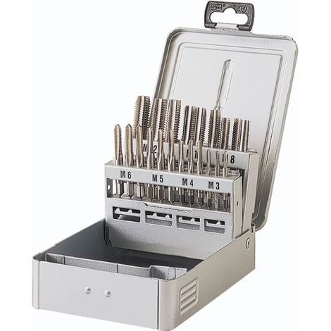 Jeu de tarauds à main industriels 21 pcs HSS-G DIN352 M3 à M12 MW-Tech SKC21ETM