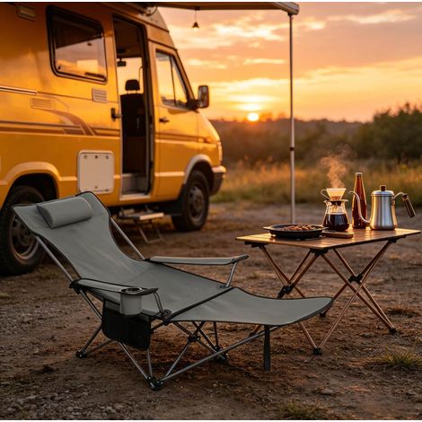 stuhl sessel klappbar mobil 160x84 Stahl Grau OKMYHOME (1/5)