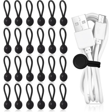 Attaches de câble magnétiques, lot de 24 attaches de câble magnétiques en silicone, attaches de câble magnétiques réutilisables, organiseur de câbles magnétique multifonctionnel, pour câbles d'écouteu