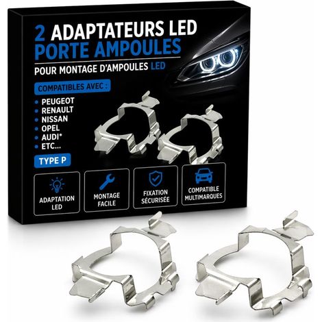 2 Adaptateurs LED Porte Ampoules MULTIMARQUES PEUGEOT RENAULT NISSAN OPEL Audi etc... - Type P (1/5)