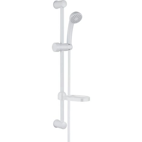 Saliscendi in abs bianco blush con doccetta e portasapone par campeggio nautica giardino