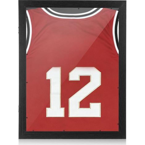 Cadre Maillot Foot 46x35cm, Cadre Vitrine 3D en Bois à Ouverture Frontale Magnétique pour Maillots Signés et Photos, Convient pour Football, Tennis et Rugby (1/5)