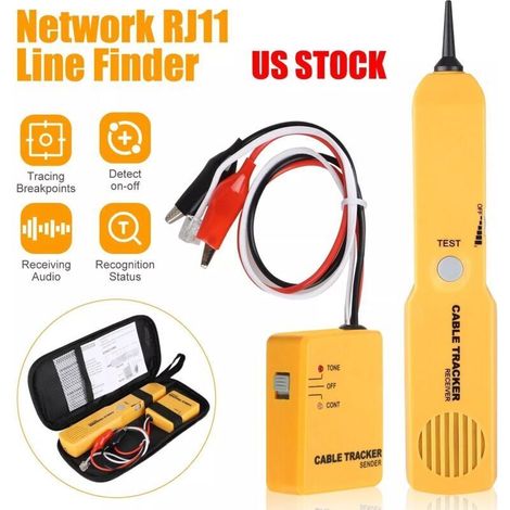 Circuit Tester, Wire Tracer, Tone Generator, Probe Kit, for Telephone Line, Network, Coaxial, Automotive, with RJ11 Plugs and Crocodile Clips (1/5)