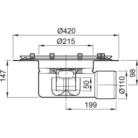 ACO Bodenablauf Variant-CR DN100/1,5Grad/2,0l/s/Pressflohne WS, 9515.20.00