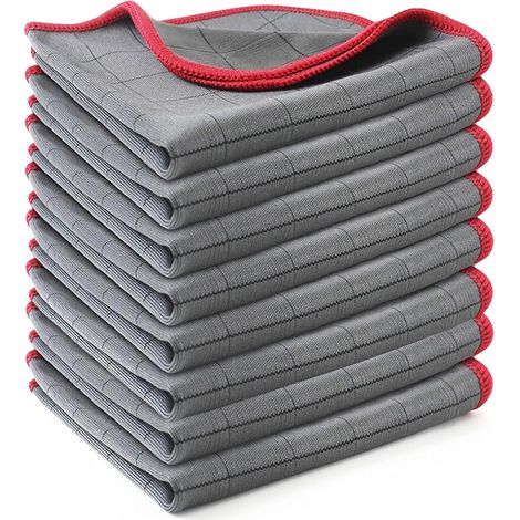 8 Carbon Fibre Cloths, Microfibre Cleaning Cloths for Glass, Car, Dishes, Kitchen (30 x 30 cm) (8 Pieces) (1/5)