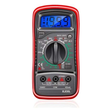 QORVA-Multimètre numérique XL830L, voltmètre, ampèremètre, ohmmètre LCD portable avec rétroéclairage, étui en silicone antichoc, mesure de haute précision pour l'automobile et les appareils électromén (1/4)