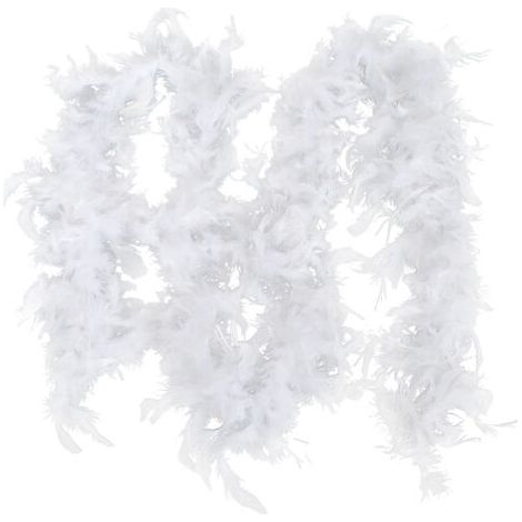QORVA- Sapin de Noël de 2 mètres avec plumes blanches, rubans de Noël, décorations de couronne de fête, blanc