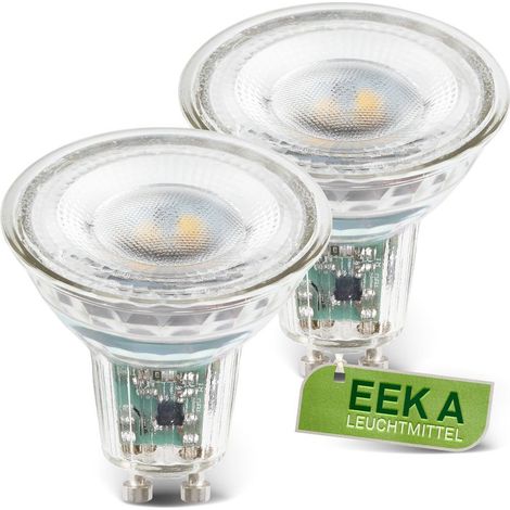 Briloner 2er Set LED Lampe GU10, Glas, Warmweißes Licht, Energieeff. Klasse A, Ø5 x 5,6 cm