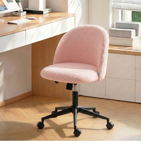 sedia ufficio girevole regolabile in teddy rosa OKMYHOME (1/2)