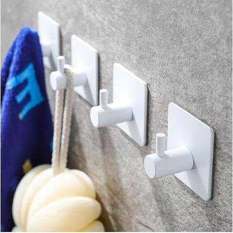 Klebehaken – Handtuchhaken, robuste Wandhaken zum Aufhängen von Bademänteln/Mänteln in Bad und Schlafzimmer, weißer Edelstahl SUS-304, 4er-Pack (1/5)