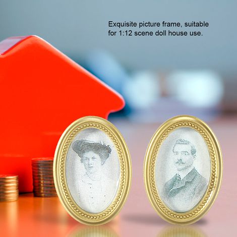 Ensemble de 2 cadres ovales miniatures pour photos et accessoires de bricolage pour maison de poupée (1/5)