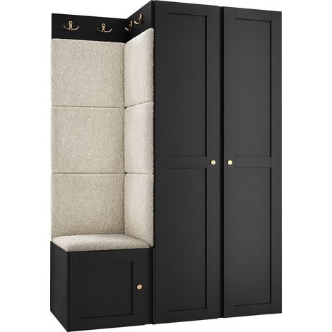 Conjunto para recibidor Hartford 379, Abriamo 3, 186x116x46cm, Aglomerado laminado, Tapiz, MDF, Montada en la pared, Colocada