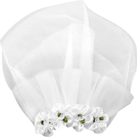 Voile de mariage pour chien avec fleurs et pince - Accessoire pour animaux de compagnie (Taille L) (1/5)