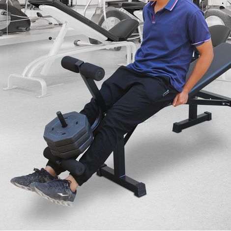 Banc de musculation pliable 172x83x118 cm en fer noir avec support squat, pour home gym – MEUBLIV (1/5)