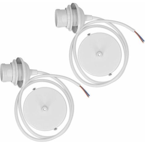 2x Lampenkabel – Kabel mit E27-Fassung und Befestigungsring – Deckenaufhängung – Weiß (1/4)