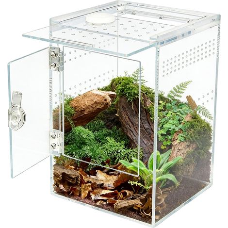 Terrarium en Acrylique Transparent Cage d'Élevage pour Reptiles Insectes et Amphibiens Boîte d'Habitat Rectangulaire pour Lézard Grenouille et Caméléon (1/5)