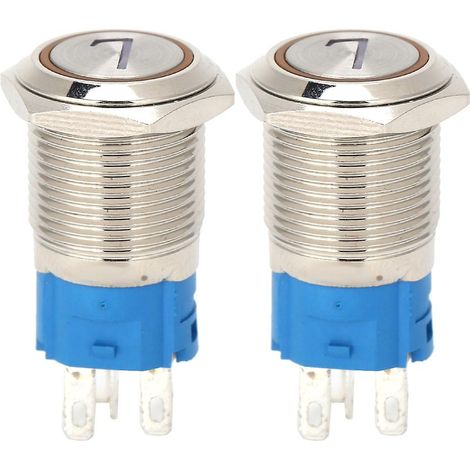 Interrupteur à bouton-poussoir en acier inoxydable à 5 broches avec témoin lumineux et réarmement automatique (1/5)