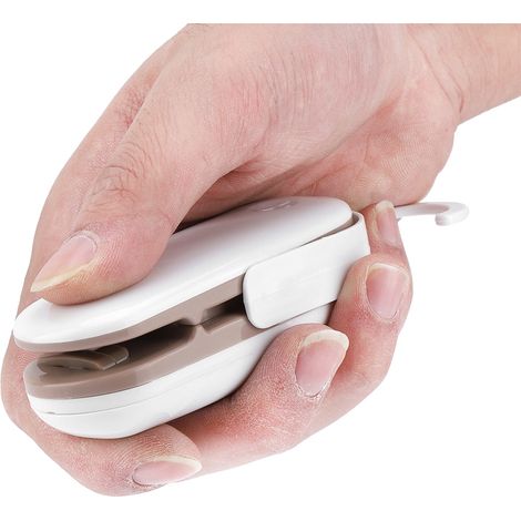 Mini-Hand-Heißsiegelgerät für Plastikbeutel, luftdichte Lebensmittelaufbewahrung (Braun), Batterie nicht enthalten (1/5)