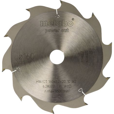 Metabo 628002000 - Lama HW/CT per sega circolare 160 x 20 x 2,2 x 1,4 mm, 10 denti, angolo 22°, Made in Germany (1/4)