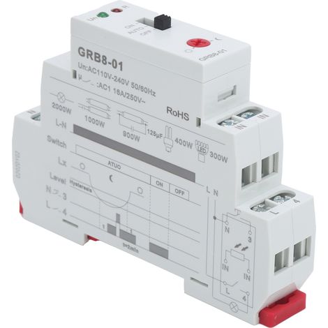Relais de commande d'éclairage avec temporisation et protection contre les surcharges GRB8-01 CA 110-240 V (1/5)