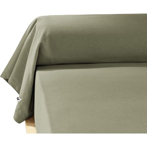 Taie de traversin flanelle kaki 85x185 (1/2)