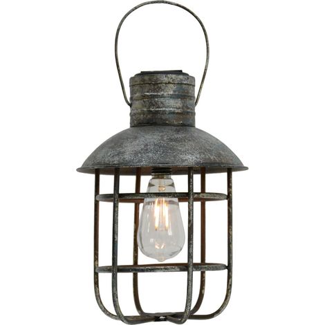 Lampe à suspension solaire LED cage de lanterne de jardin suspendu à l'extérieur de la lampe de balcon noir antique