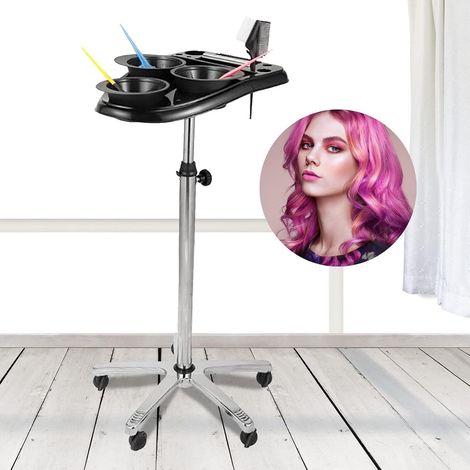 Friseursalonwagen, Friseurwagen mit 5 Räder 3 Färbeschalen Einstellbare Höhe 70–105 cm für Friseure Friseurakademien Privathaushalte (1/5)