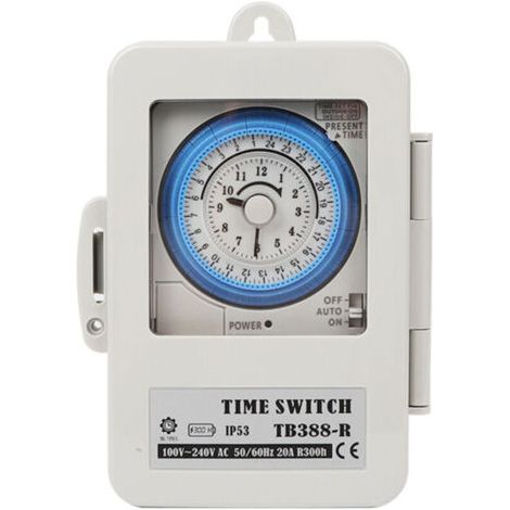 Minuterie mécanique . interrupteur horaire . TB388 . PC . étanche . 24 heures . programmable quotidiennement . minuterie d'éclairage de chauffe-eau . AC 100250V . 20A (1/5)
