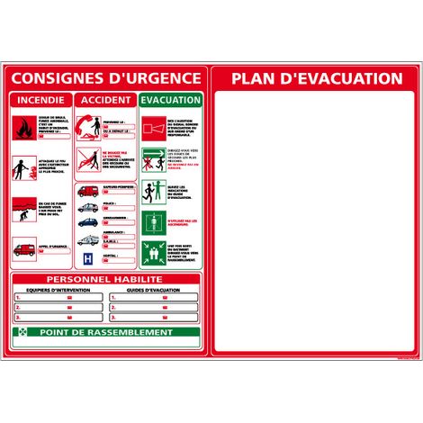 Panneau PLAN D’ÉVACUATION – Adhésif – 300 x 420 mm