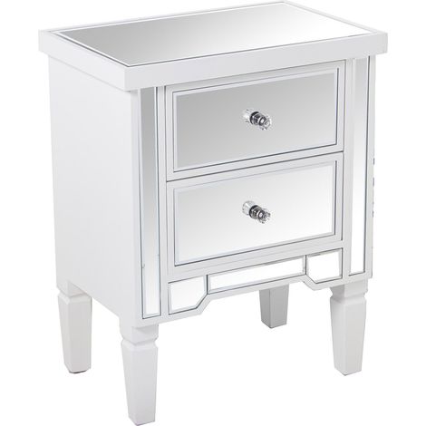 Table de chevet blanche éclat miroir chic - Blanc miroir (1/4)