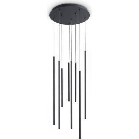 Ideal Lux Sospensione moderna Look 8 luci LED integrato nero vetro metallo