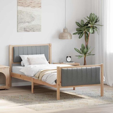 Bed frame Brown and light grey 90 x 200 cm Solid pine wood vidaXL