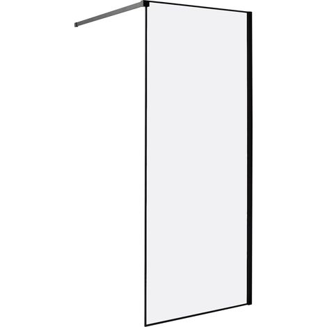 Schermo doccia bagno in vetro temperato senza ante 80 x 190 cm Nero Waspam