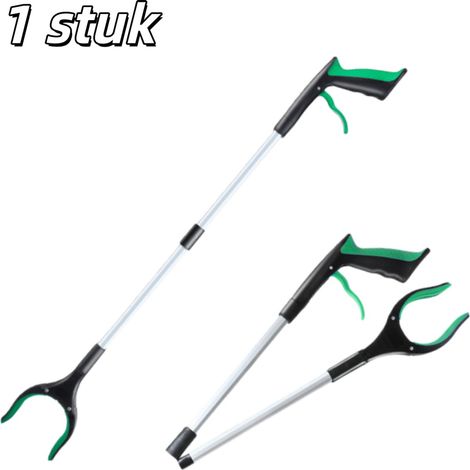 pince à déchets - Pince pliable - Alliage d'aluminium épais - Pince hygiénique - Multifonctionnelle - Longueur : 83 cm - Verte (1/5)
